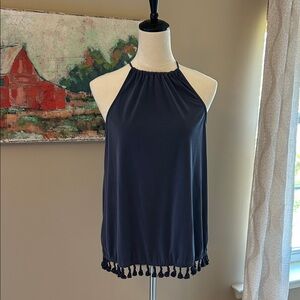 Green Envelope Slate Blue Halter Top